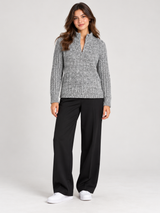 EASY Women Grey Marl Half-Zip Knit Jumper