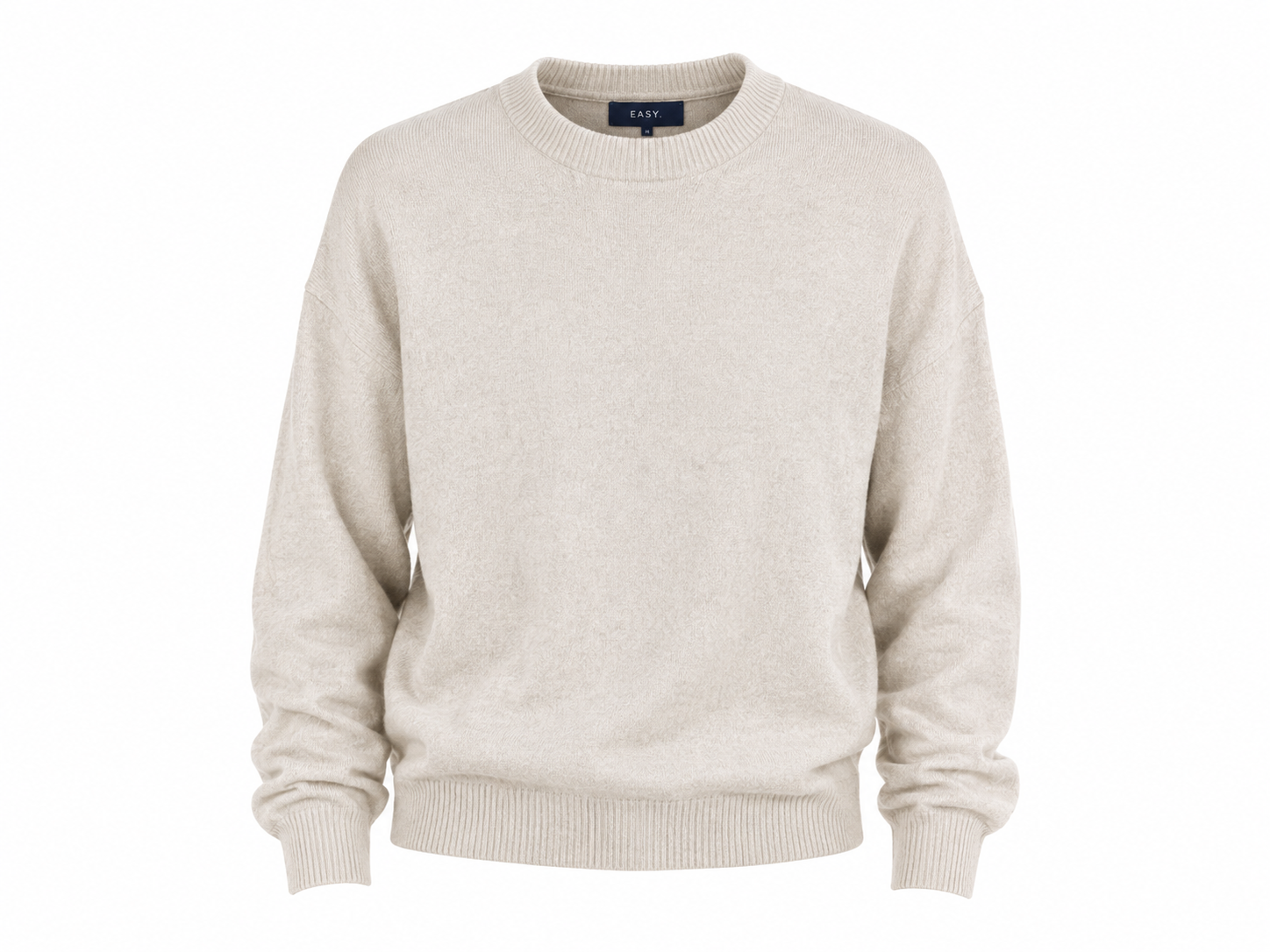 Easy women’s beige knit jumper in UK XL. Classic crew neck, long sleeves and ribbed detailing. A versatile casual sweater for everyday wear.