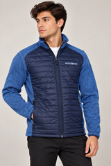 ELIX BUHLEI MEN Navy Blue Quilted Fleece Zip-Up Jacket