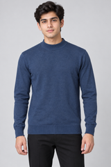 Emreco Blue Mock Neck Knit Sweater