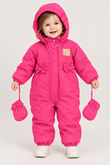 EQS Pink Baby Girl Hooded Snowsuit with Mittens