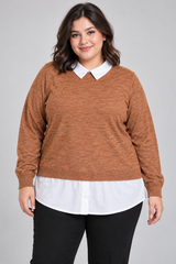 Esmara Women 2-in-1 Brown Jumper with White Collar