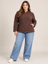 ESSENCE Women Chocolate Brown Zip-Up Jacket
