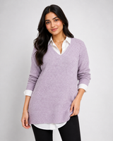 Evans Lilac V-Neck Knit Sweater