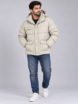 Evie Men Cream Hooded Puffer Jacket
