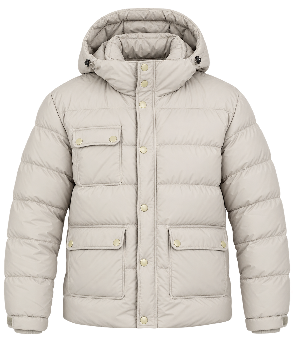  Evie Cream Hooded Puffer Jacket in UK Size L. Stylish quilted winter coat with hood, zip fastening and practical pockets. Perfect for casual winter wear.