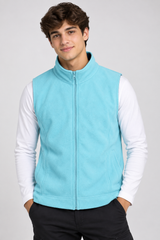 EWM Men Aqua Blue Full-Zip Fleece Gilet