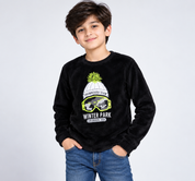  F&F boys black Winter Park fleece sweatshirt in UK size 10-11 years. Soft, warm and comfortable with a sporty snowboard graphic.