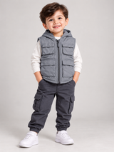 F&F Boys Grey Hooded Padded Gilet Jacket