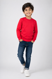  F&F Boys Red Crew Neck Sweatshirt in UK size 7–8 years. Stylish long-sleeve casual top, perfect for everyday, school and weekend wear.