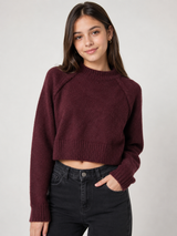 F&F Burgundy Cropped Knit Jumper