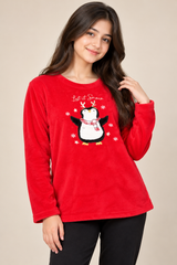 F&F Girl Red Penguin Fleece Sweatshirt
