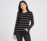 F&F Girls Black & White Striped Long Sleeve Top