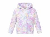  F&F Girls Pastel Tie Dye Hooded Zip-Up Jacket in UK Size 8–9 Years. Colourful design, practical hood and full zip fastening, perfect for everyday wear.