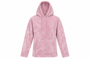  F&F Pink Velour Hoodie in UK Size S. Soft textured pullover with hood, drawstrings and kangaroo pocket, perfect for casual everyday wear.