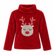  the F&F Girls Red Reindeer Fleece Jumper in UK Size S. A soft, cosy and festive long-sleeve Christmas top with a cute reindeer design.