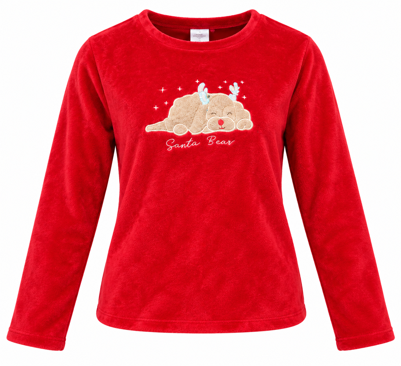 F&F girls red Santa Bear fleece top in UK size 12-13 years. Soft, cozy and festive long-sleeve Christmas top, perfect for winter wear.