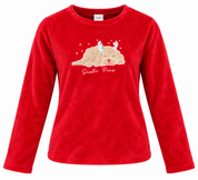 F&F girls red Santa Bear fleece top in UK size 12-13 years. Soft, cozy and festive long-sleeve Christmas top, perfect for winter wear.