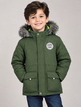 F&F Kids Boys Girls Olive Green Hooded Padded Winter
