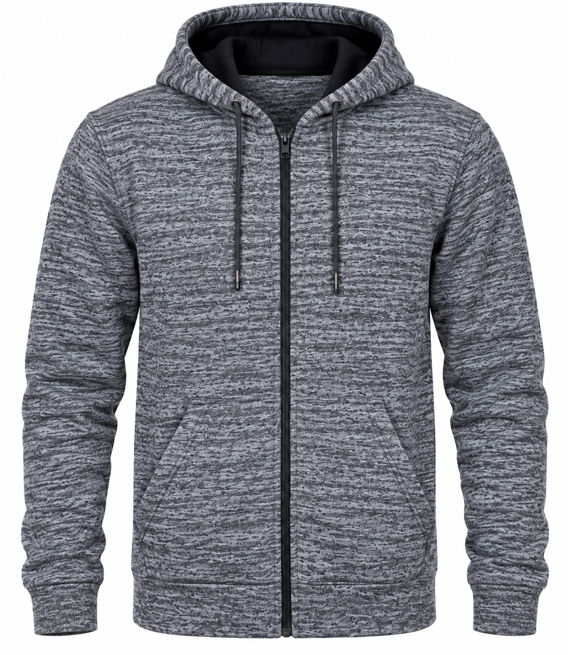 F&F Men’s Grey Marl Zip-Up Hoodie in UK Size M. Stylish full-zip hooded design with long sleeves and practical front pockets for everyday wear.