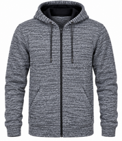 F&F Men’s Grey Marl Zip-Up Hoodie in UK Size M. Stylish full-zip hooded design with long sleeves and practical front pockets for everyday wear.
