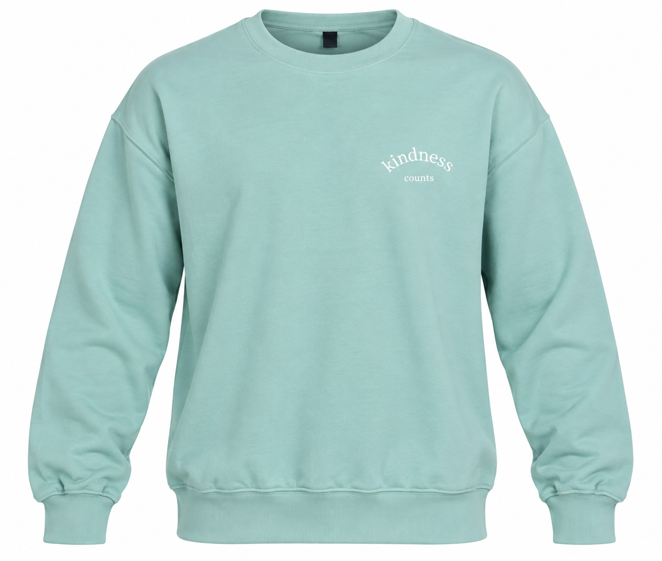 F&F Men’s Mint Green Kindness Counts Sweatshirt in UK Size XL. Stylish crew neck, long sleeves and relaxed fit, perfect for everyday casual wear.
