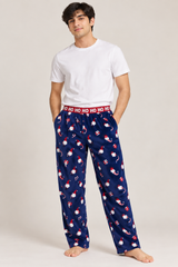 F&F Men Navy Christmas Gnome Print Lounge Trousers