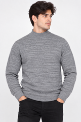 F&F Men Grey Mock Neck Knitted Jumper
