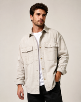 F&F Mens Beige Utility Overshirt Jacket