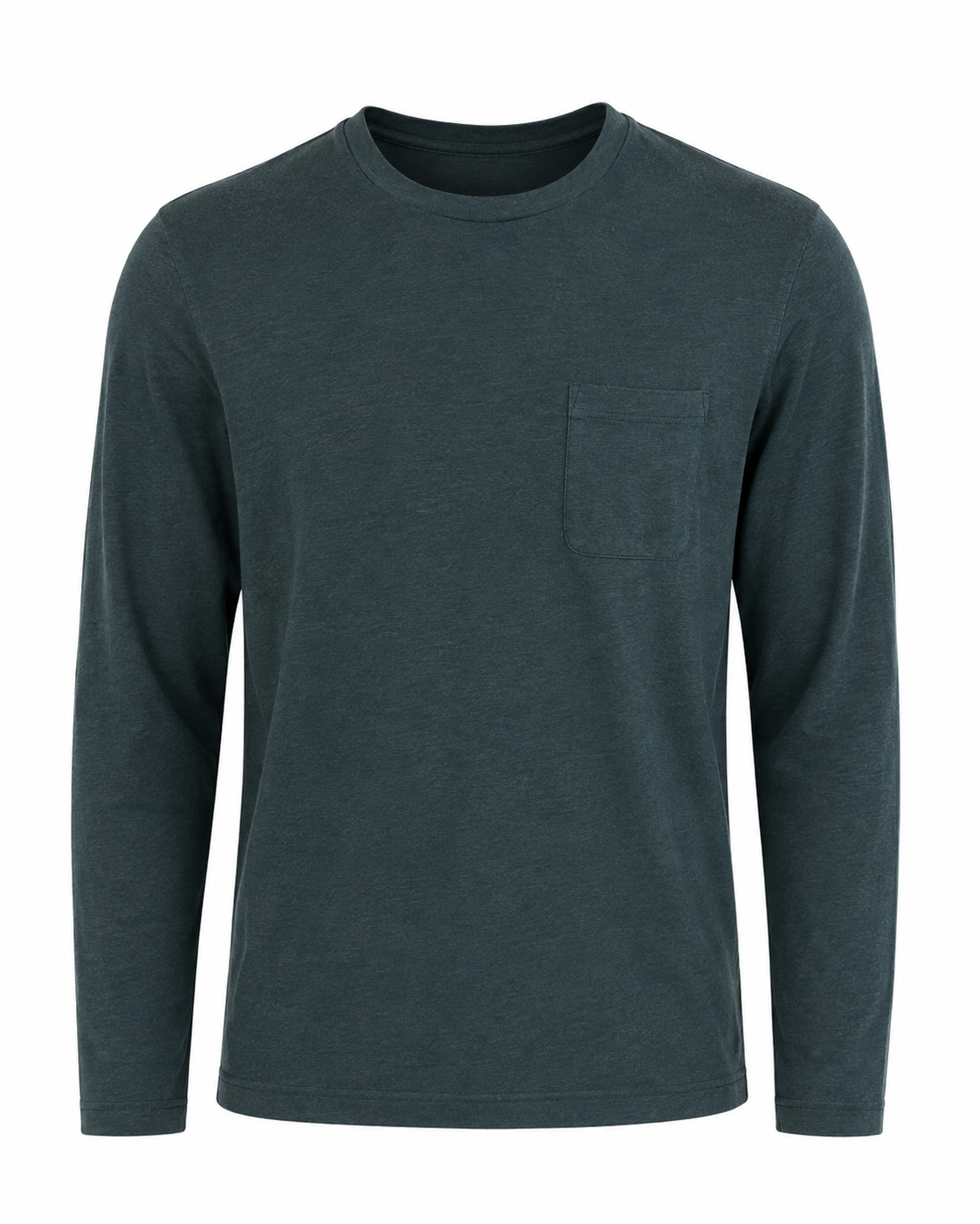  F&F men's dark teal long sleeve crewneck T-shirt with chest pocket, UK size L. Stylish, versatile and perfect for casual everyday outfits.