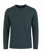  F&F men's dark teal long sleeve crewneck T-shirt with chest pocket, UK size L. Stylish, versatile and perfect for casual everyday outfits.