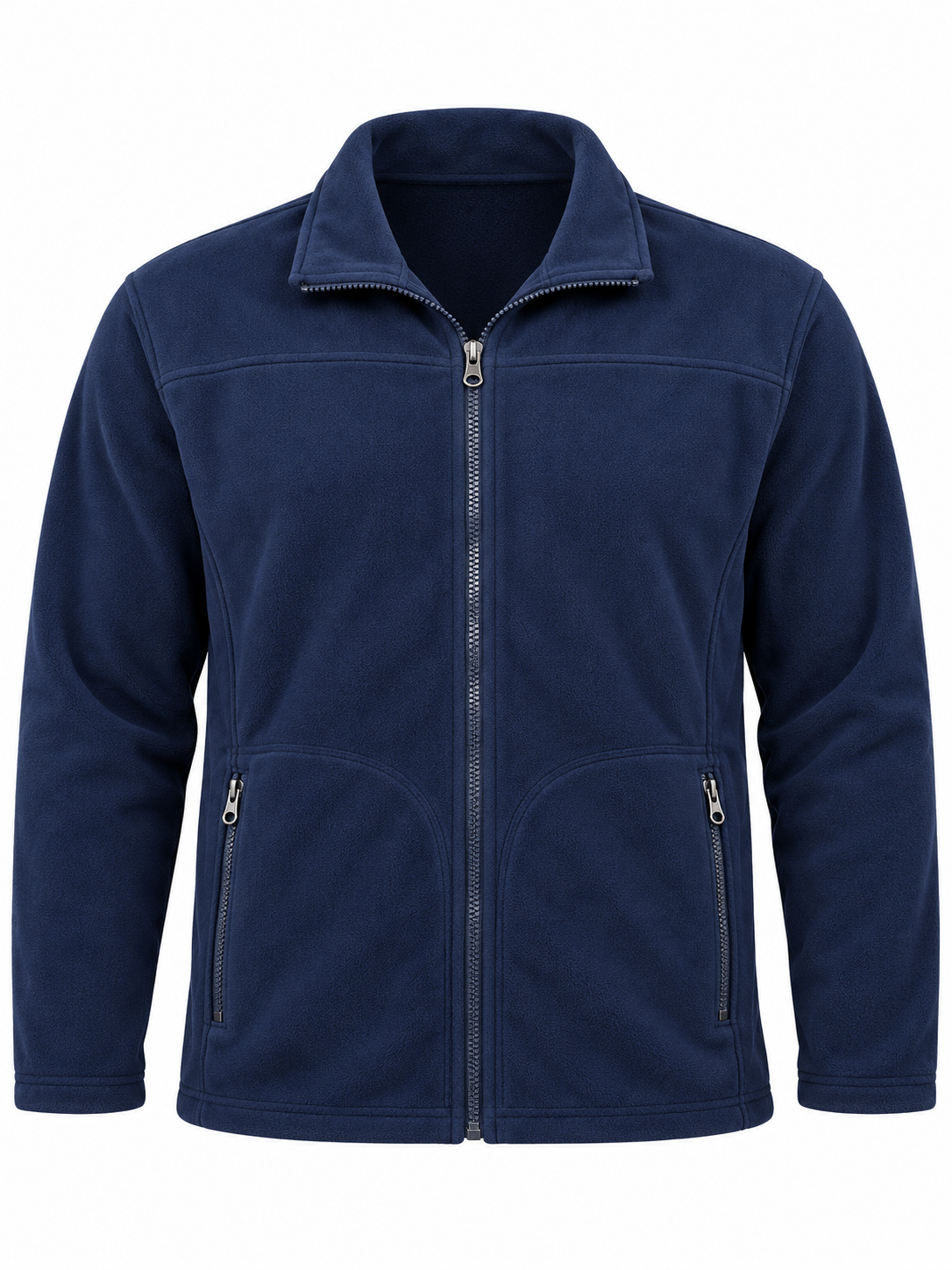  F&F Men's Navy Blue Full Zip Fleece Jacket in UK 4XL. Chest 25 inches. Comfortable plus-size winter jacket with two zipped pockets.