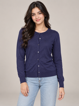 F&F Navy Blue Button-Front Cardigan