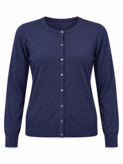  this F&F navy blue button-front cardigan in UK size M. A soft, stylish lightweight knit perfect for casual layering, workwear, and everyday outfits.