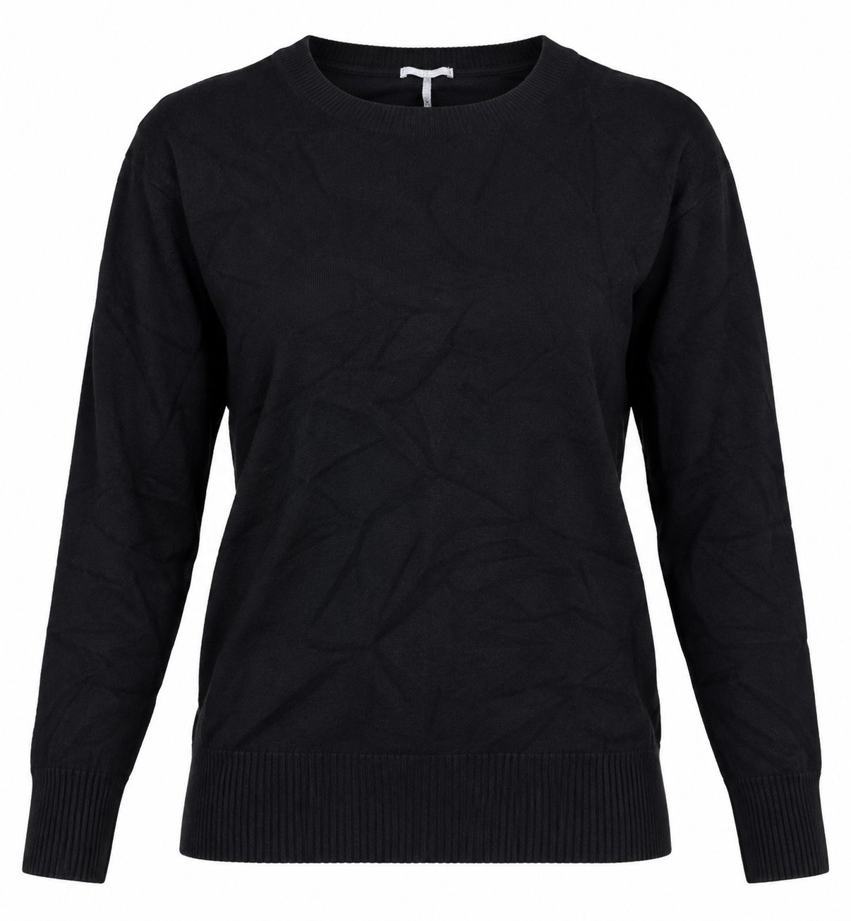 F&F women’s black crew neck jumper in UK Size L. Classic long-sleeve design with ribbed cuffs and hem, ideal for casual and everyday wear.