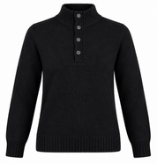 F&F Women’s Black High Neck Knitted Jumper in UK Size L. Features a 4-button neckline, long sleeves and ribbed trims for a classic winter look.