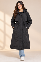 F&F Women Black Long Hooded Parka Coat