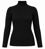 F&F Women’s Black Ribbed Turtleneck Jumper in UK Size M. A stylish long-sleeve wardrobe essential from UK Customer Returns Pakistan.