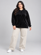 F&F Women Black Velour Pullover Hoodie