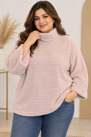  F&F women’s blush pink fluffy turtleneck jumper in UK Size XL. Soft, cosy and stylish with a relaxed fit, perfect for autumn and winter wear.