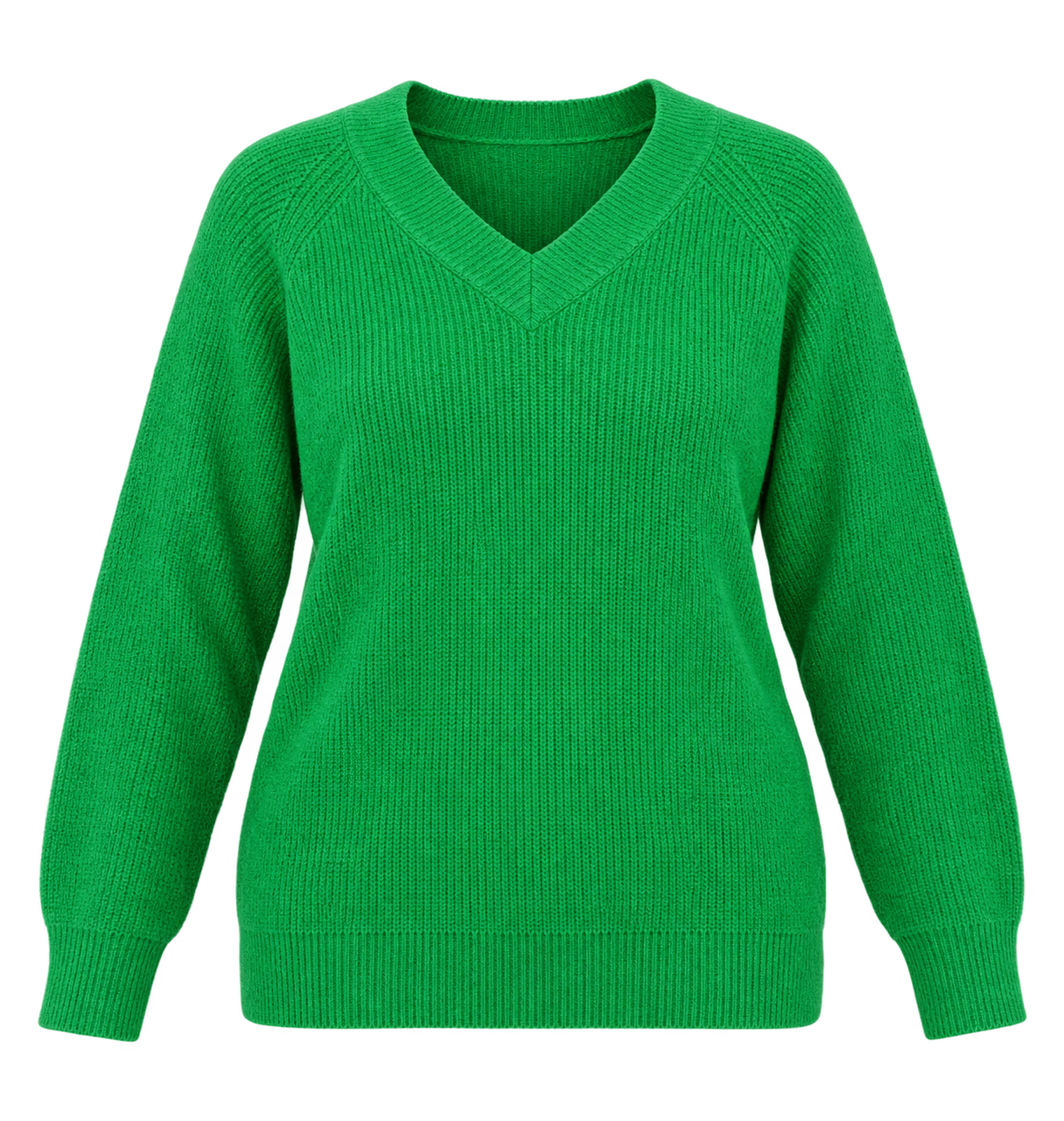  F&F women’s bright green ribbed V-neck knitted jumper in UK XL. Stylish long-sleeve sweater with a comfortable relaxed fit, perfect for casual everyday wear.