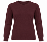 F&F women’s burgundy crew neck jumper in UK Size S. A stylish long-sleeve everyday top, perfect for casual wear and layering.