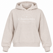 F&F Women's Chamonix Printed Hoodie in Cream Beige, UK Size 4XL. Cozy oversized sweatshirt with hood, long sleeves and stylish Alpine print.