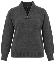 F&F Women’s Charcoal Grey Half-Zip Knit Jumper in UK Size L. A comfortable long-sleeve knitted jumper with ribbed collar, cuffs and hem.