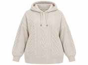 this F&F Women’s Cream Cable Knit Hooded Jumper in UK Size L. Cosy textured knit with a relaxed fit, hood, drawstrings and ribbed trims.