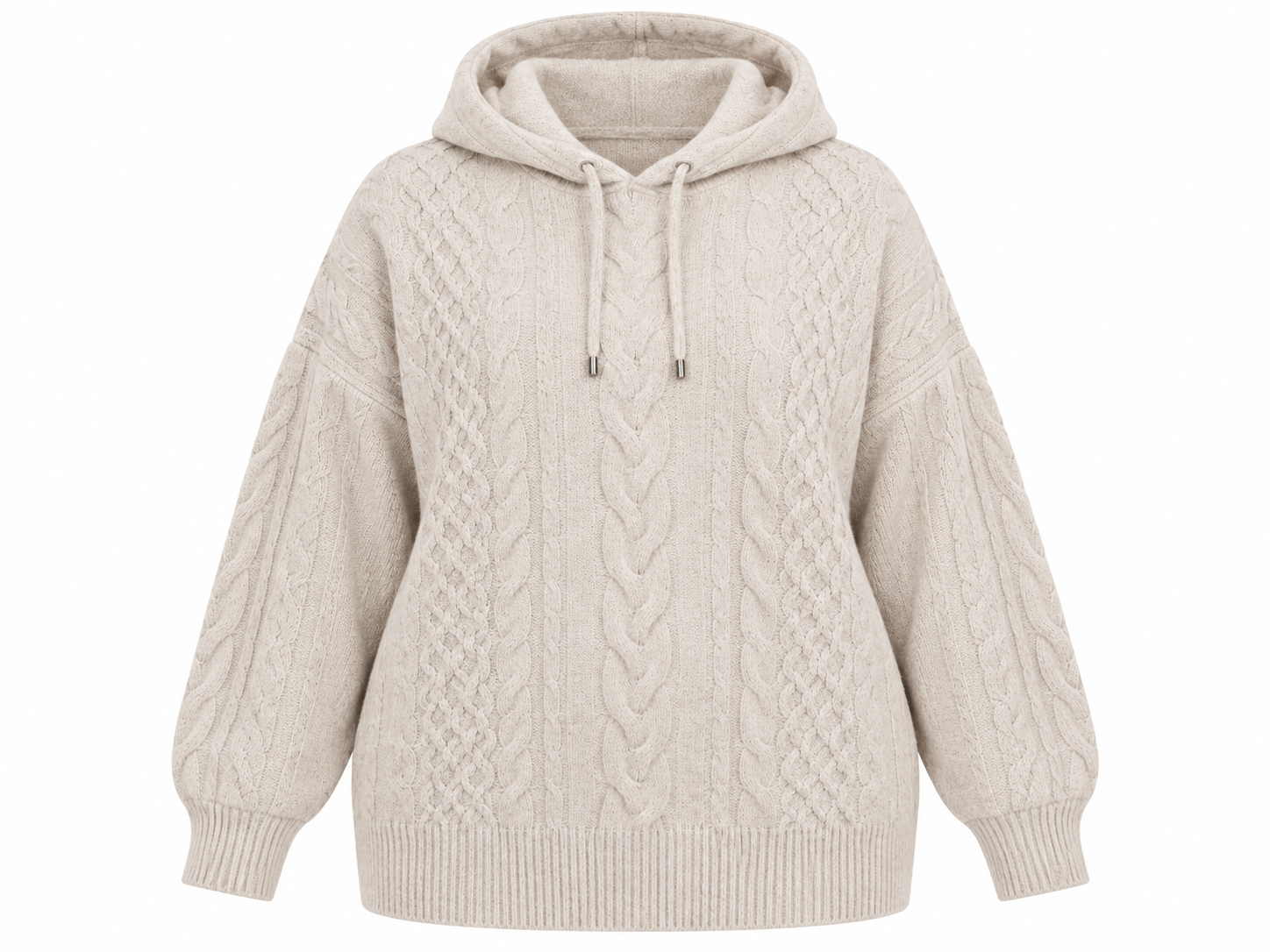 this F&F Women’s Cream Cable Knit Hooded Jumper in UK Size L. Cosy textured knit with a relaxed fit, hood, drawstrings and ribbed trims.
