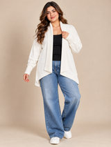 F&F Women Cream Open Front Knitted Cardigan