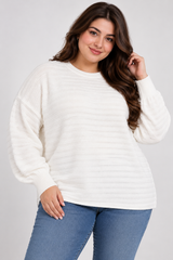 F&F Women Cream Ribbed Knit Crew Neck Jumper
