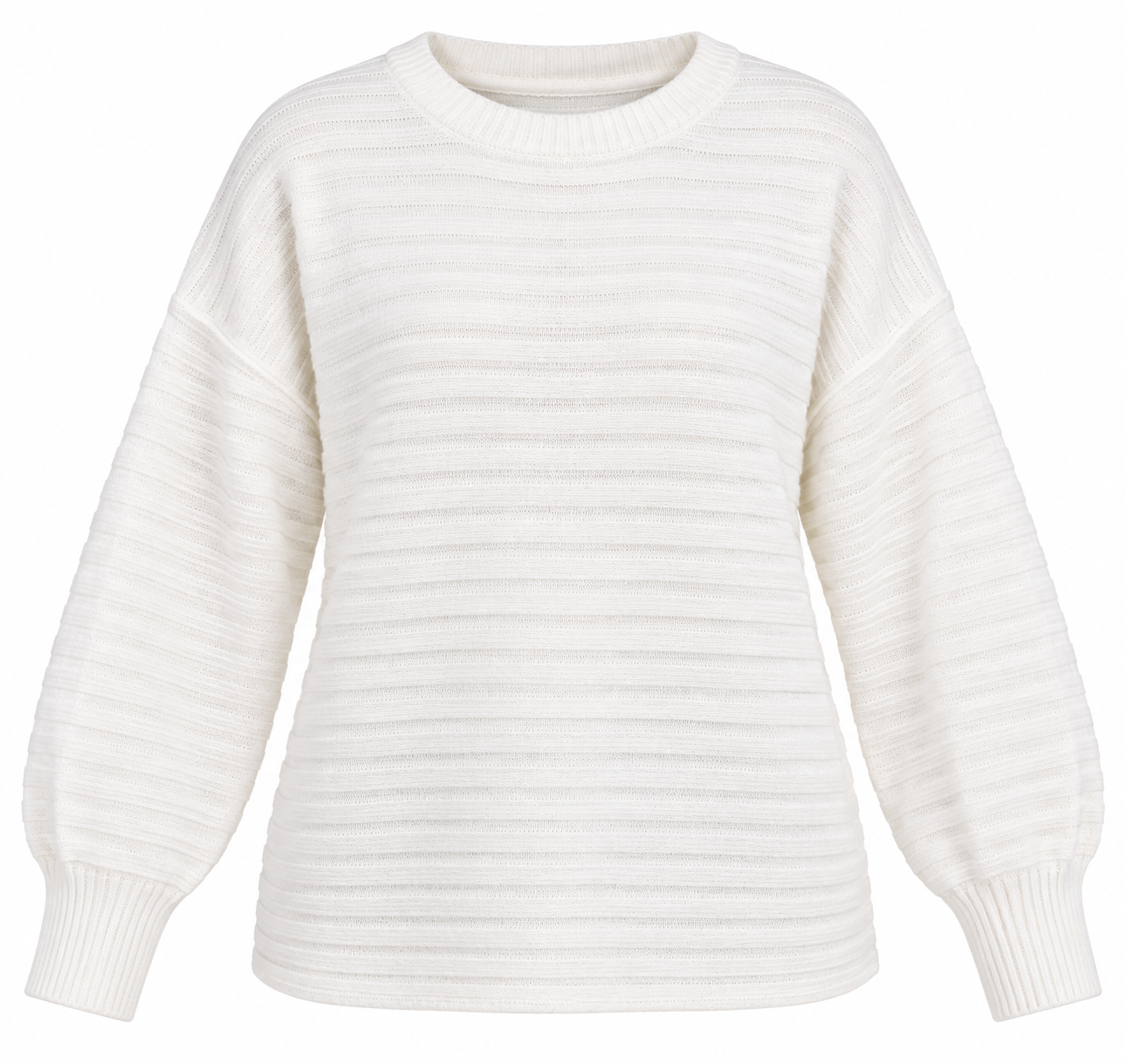 F&F Women's Cream Ribbed Knit Jumper in UK Size 3XL. Stylish crew neck, long sleeves and relaxed fit. Perfect for cozy everyday fashion.