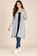 F&F Women Grey Open Front Longline Cardigan